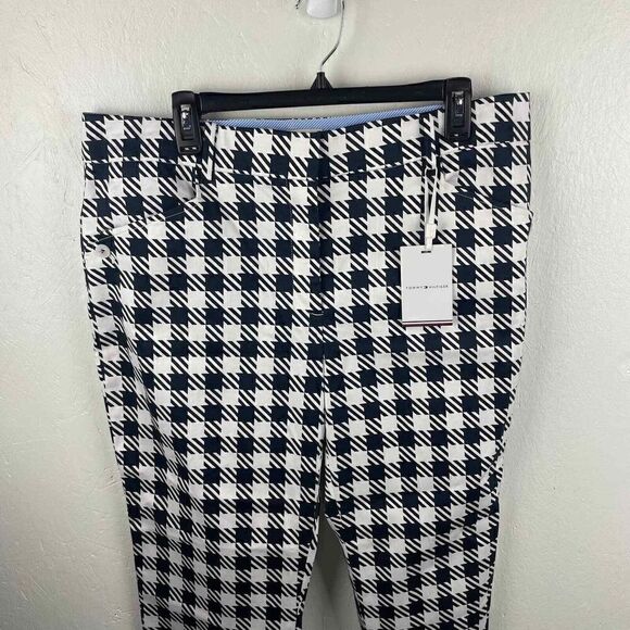 NWT Tommy Hilfiger Navy White Checkered Work Chino Pants Size 12 MSRP 89$ - Picture 5 of 8
